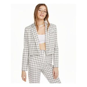 Danielle Bernstein Gray Plaid Cropped Blazer and Pants Set